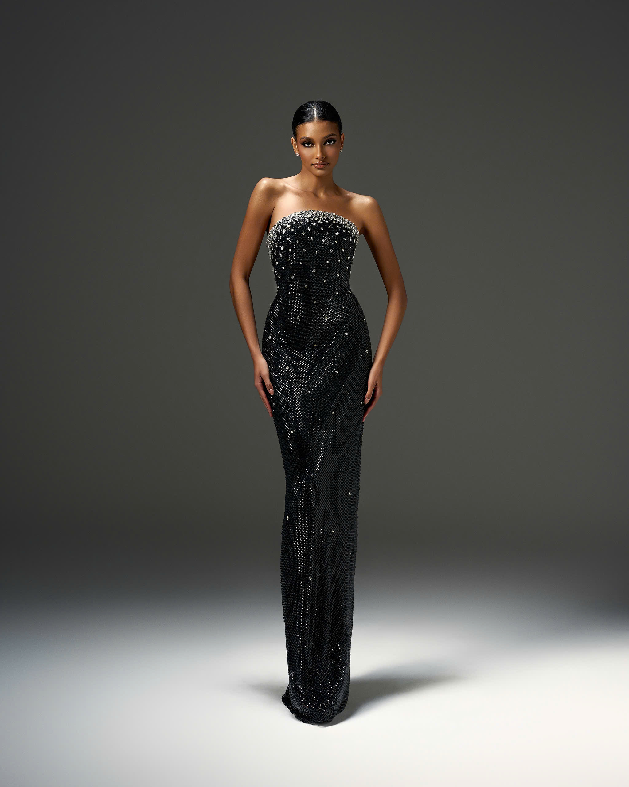Crystal Long-Sleeve Gown