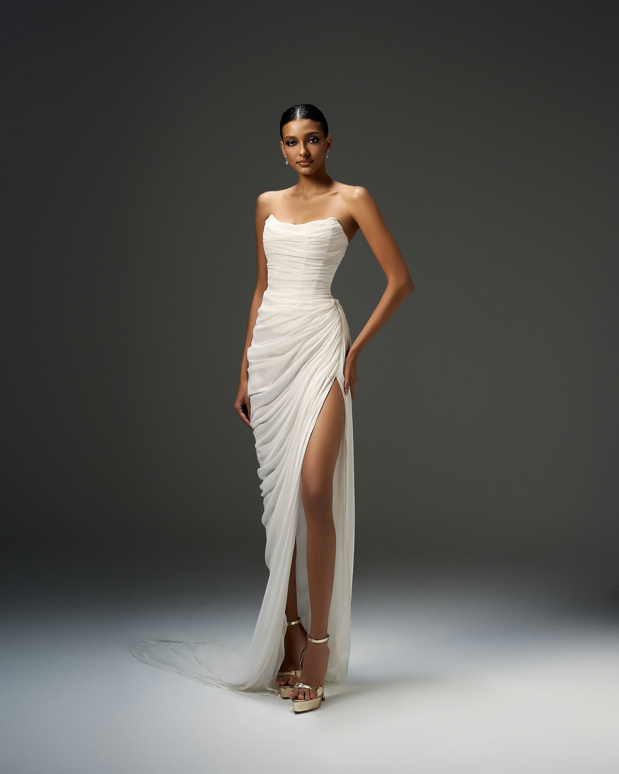 Asymmetrical Sheer Gown