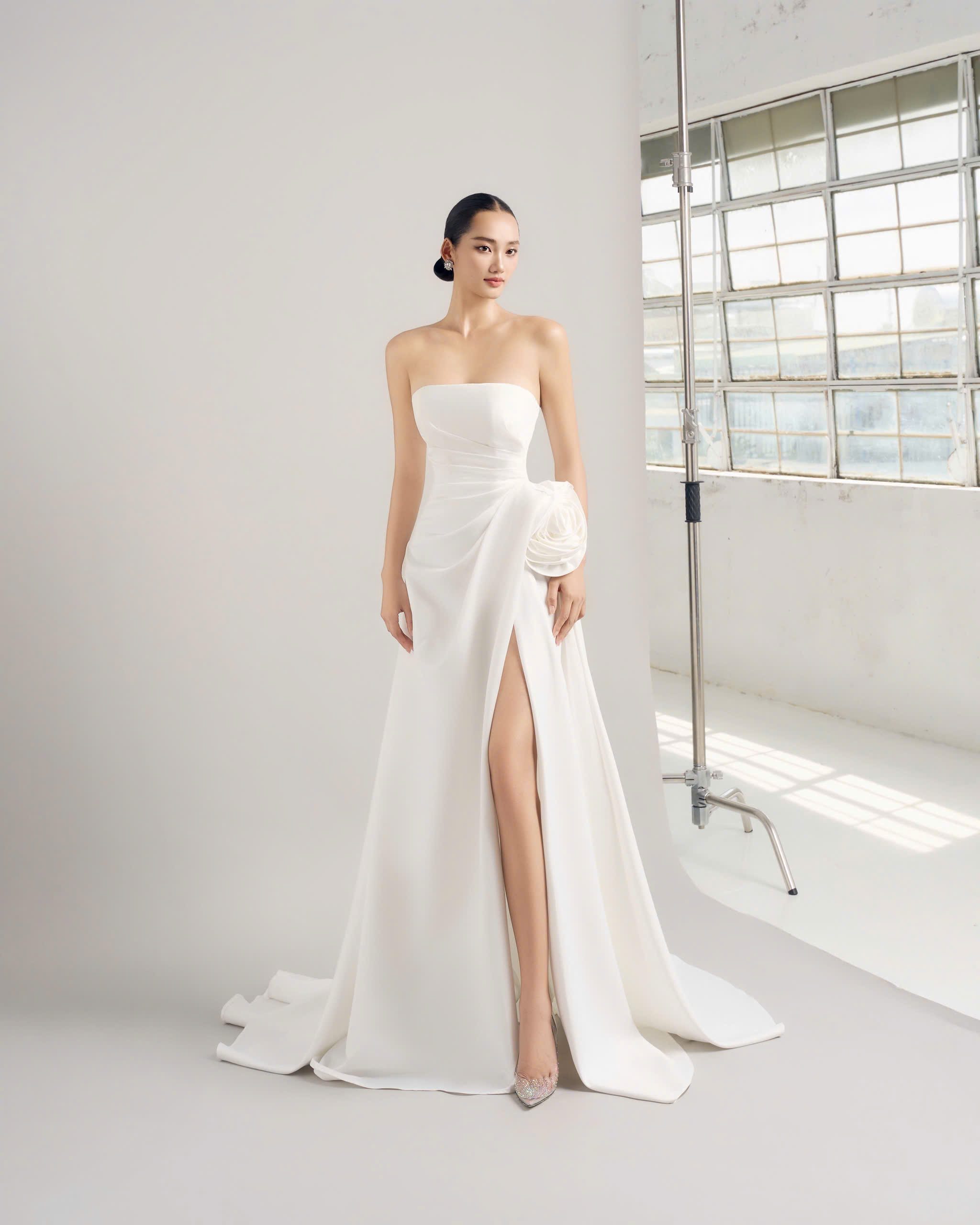 Crystal Mesh Plunge Gown