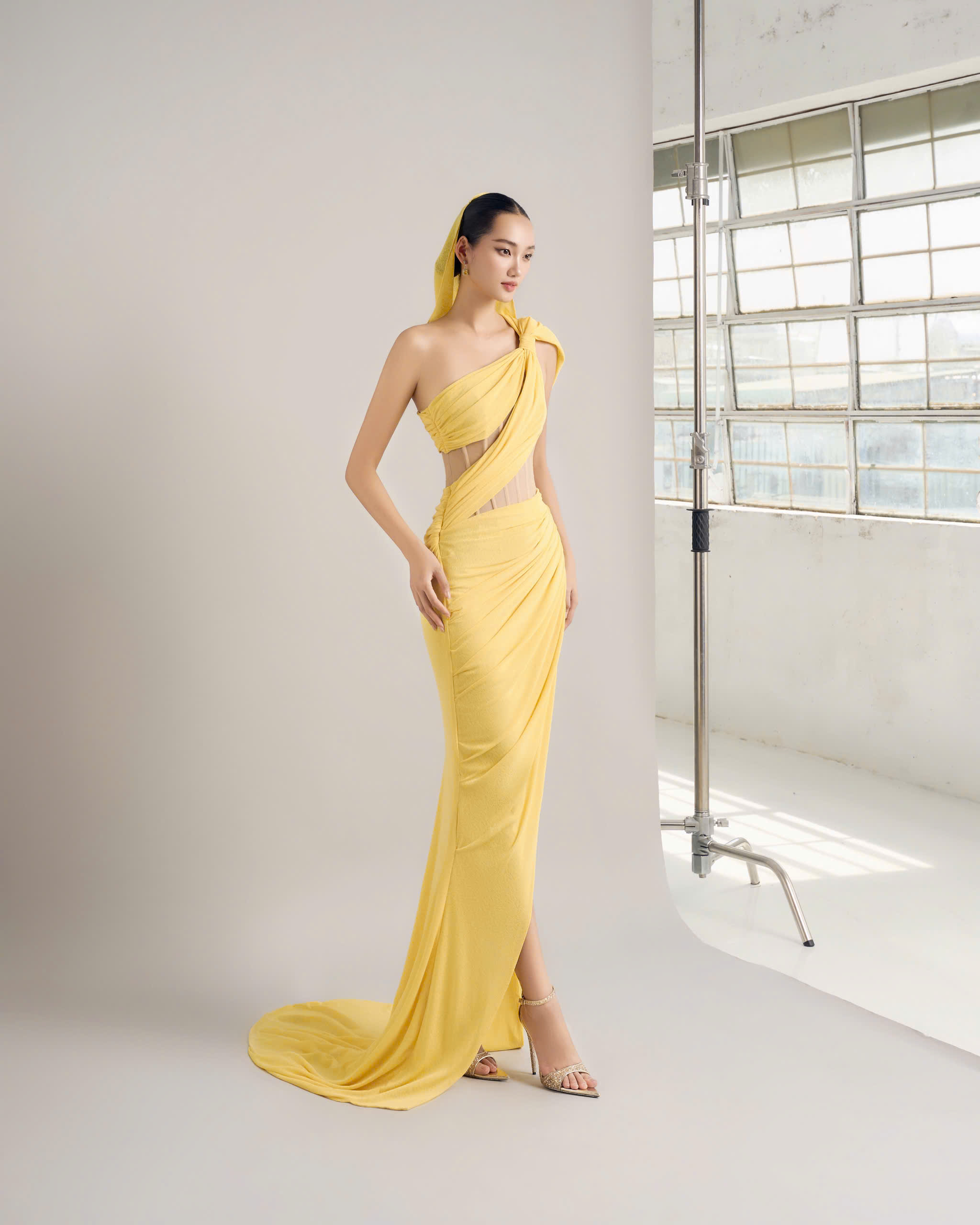 Crystal Fringe Sleeve Gown