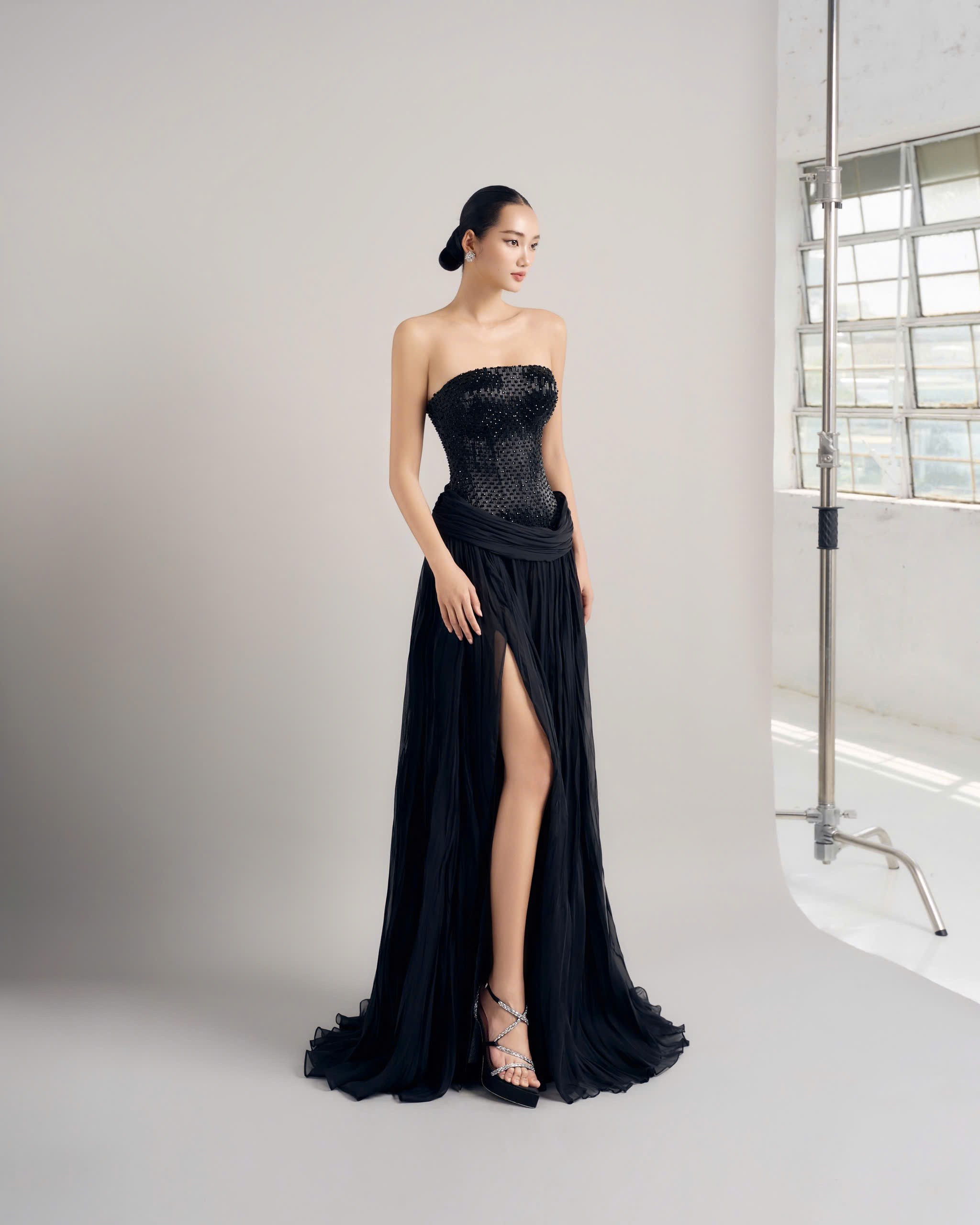 Crystal-Embellished Column Gown